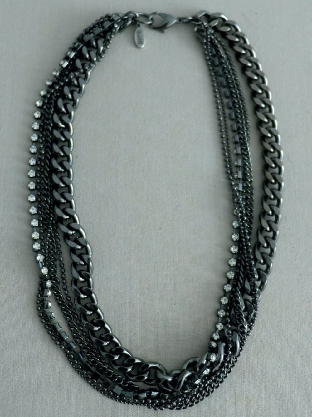 Espirt Gun metal Chain Rhinestone Statement Necklace - Picture 3 of 4